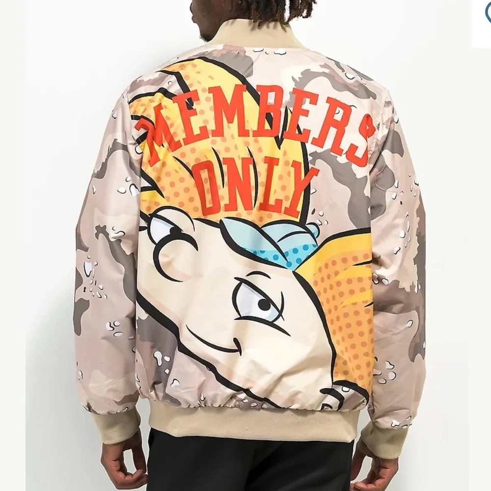 Members Only Nickelodeon Hey Arnold Tan Camo Bomber Jacket